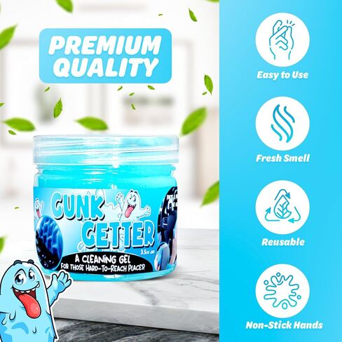 PeerBasics Gunk Getter، جل تنظيف للأماكن التي يصعب الوصول إليها، حامل أكواب السيارة الإلكتروني للوحة المفاتيح المكتبية، جل منظف لإزالة فتات الغبار (حقيبة قابلة للإغلاق، أزرق، 3 أونصة) in Saudi Arabia