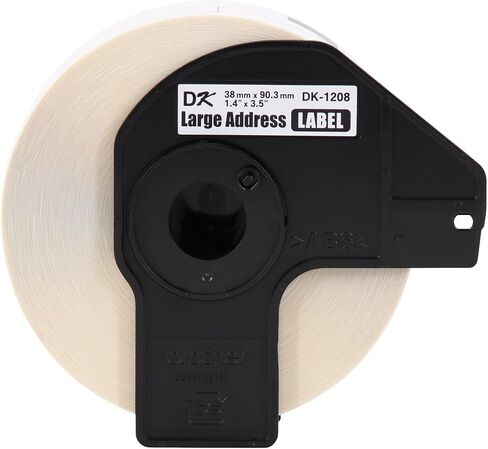 Brother, Die-Cut Large Address Labels, DK-1208, Brother Genuine Labels, Long Lasting Reliability, Die-Cut Large Address Paper Labels, 400 Labels per Roll, (1) Roll per Box in Saudi Arabia