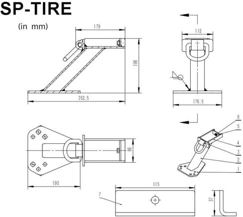 Mytee Products Stake Pocket حامل الإطارات الاحتياطية لمقطورة المرافق مع حلقة على شكل حرف D - حامل تثبيت الإطارات الاحتياطية للمقطورة - يناسب عجلات 4 و5 و6 و8 عجلات على 4 بوصة و4.25 بوصة و4.75 بوصة و5 بوصة و5.5 بوصة و6.5 بوصة أنماط الترباس in Kuwait