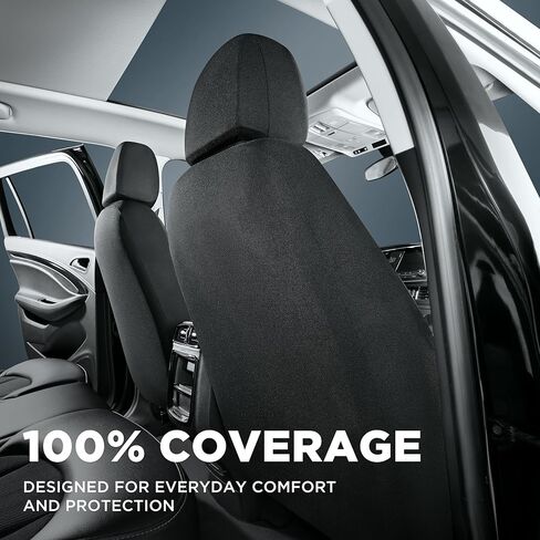 PIC AUTO Leather Car Seat Covers, Black Full Set Air Mesh with Carbon Fiber Automotive Seat Covers, Front and Rear Bench, Airbag Compatible Universal Fits Most Cars, SUVs, Trucks and Vans in Kuwait