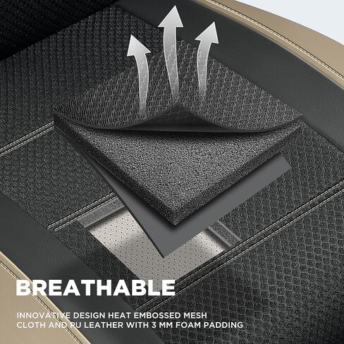 PIC AUTO Leather Car Seat Covers, Black Full Set Air Mesh with Carbon Fiber Automotive Seat Covers, Front and Rear Bench, Airbag Compatible Universal Fits Most Cars, SUVs, Trucks and Vans in Kuwait