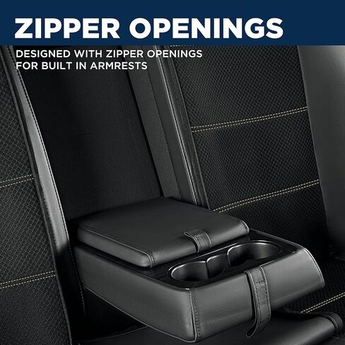 PIC AUTO Leather Car Seat Covers, Black Full Set Air Mesh with Carbon Fiber Automotive Seat Covers, Front and Rear Bench, Airbag Compatible Universal Fits Most Cars, SUVs, Trucks and Vans in Kuwait