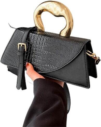WIGUYUN Women Vegan Leather Evening Handbag Crocodile Pattern Handle Clutch Purse Cross Body Envelope Bag in Kuwait