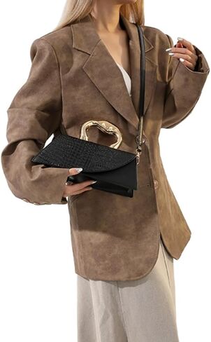 WIGUYUN Women Vegan Leather Evening Handbag Crocodile Pattern Handle Clutch Purse Cross Body Envelope Bag in Kuwait