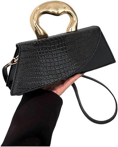 WIGUYUN Women Vegan Leather Evening Handbag Crocodile Pattern Handle Clutch Purse Cross Body Envelope Bag in Kuwait