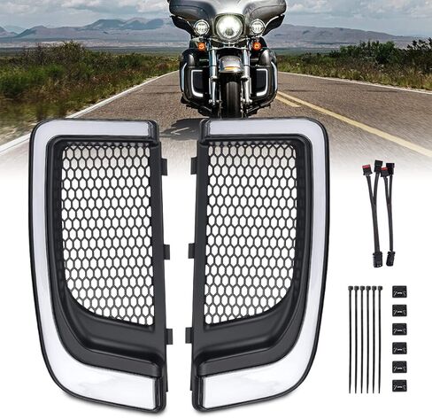 دراجة نارية هدية الساق LED بدوره إشارة أقل هدية مشاوي تشغيل أضواء ل Harley Touring Street Road Glide 2014-2022، زوج واحد (كروم) in Kuwait