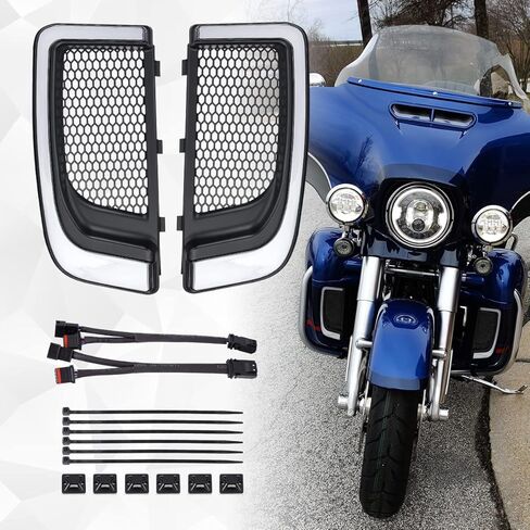 دراجة نارية هدية الساق LED بدوره إشارة أقل هدية مشاوي تشغيل أضواء ل Harley Touring Street Road Glide 2014-2022، زوج واحد (كروم) in Kuwait