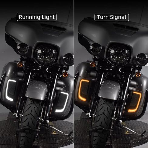 دراجة نارية هدية الساق LED بدوره إشارة أقل هدية مشاوي تشغيل أضواء ل Harley Touring Street Road Glide 2014-2022، زوج واحد (كروم) in Kuwait