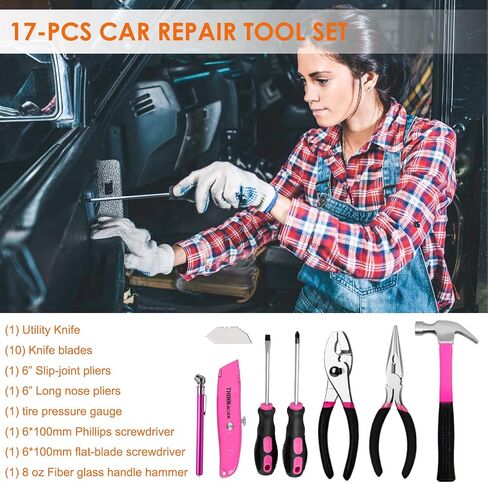 Car Emergency Safety Kit Bag, Car Emergency Kit with Digital Air Compressor, First Aid Kit, Heavy Duty Emergency Roadside Assistance Kit jumper, Tow Strap, Tire Repair Kit, Hammer for Women, Men, Teen in Saudi Arabia