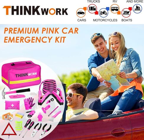 Car Emergency Safety Kit Bag, Car Emergency Kit with Digital Air Compressor, First Aid Kit, Heavy Duty Emergency Roadside Assistance Kit jumper, Tow Strap, Tire Repair Kit, Hammer for Women, Men, Teen in Saudi Arabia