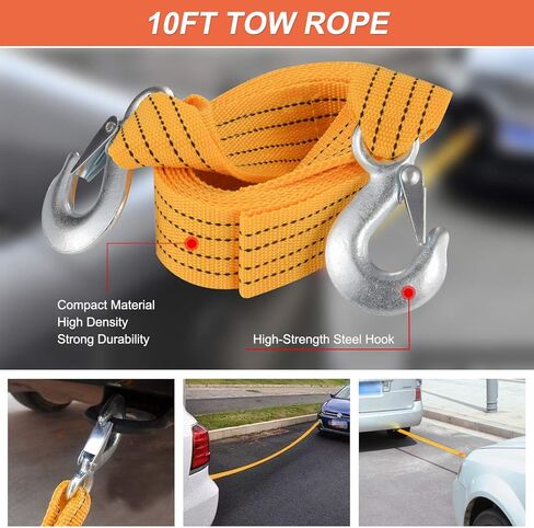 حقيبة أدوات أمان السيارة في حالات الطوارئ، طقم طوارئ السيارة مع ضاغط هواء رقمي، طقم الإسعافات الأولية، طقم المساعدة على الطريق في حالات الطوارئ الثقيلة، حزام السحب، طقم إصلاح الإطارات، مطرقة للنساء والرجال والمراهقين in Kuwait