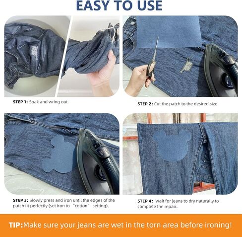 30-Piece Iron on Patches for Jeans, Denim Patches for Inside Jeans Pure Cotton, 6 Shades of Blue Iron On Jean Patches for Inside Jeans & Clothing Repair, Size 3"x4-1/4"(7.6cm x 10.8cm) in Saudi Arabia
