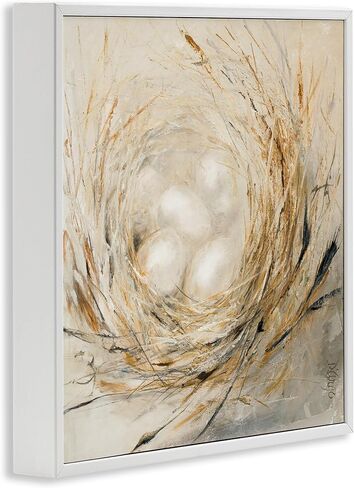 Stupell Industries Abstract Baby Bird Egg Nest Countryside Animals Black Framed Wall Art, 12x12, Beige in Saudi Arabia