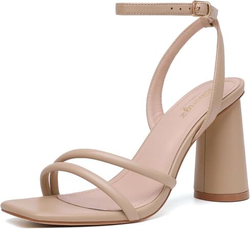 RIBONGZ Block Heels Prom Heeled Sandals for Women Chunky Square Open Toe Strappy High Heels Ankle Strap Wedding Bridal Shoes High Heel Sandals for Party Dress in Saudi Arabia