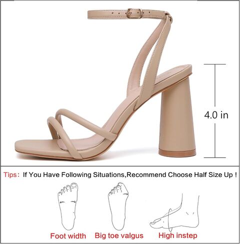 RIBONGZ Block Heels Prom Heeled Sandals for Women Chunky Square Open Toe Strappy High Heels Ankle Strap Wedding Bridal Shoes High Heel Sandals for Party Dress in Saudi Arabia
