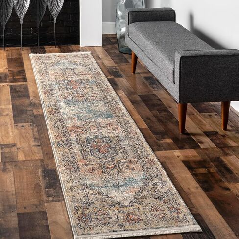 nuLOOM Marley Traditional Medallion Fringe Accent Rug, 3x5, Beige in Saudi Arabia