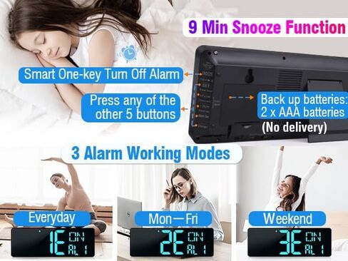 TXL 17.2" Large Digital Wall Clock Bluetooth Sync Time, LED Wall Clock with Date and Temperature, Count Up/Down Timer Clock with Remote Control, Adjustable Brightness Alarm Clock in Saudi Arabia