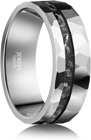 JEWPER 8mm Men Womens Wedding Band Tungsten Rings Black Blue rose gold Fashion Promise Carbide outer ring Inlaid Opal groove design Matte Finish Edge Comfort Fit Size(11) in Saudi Arabia
