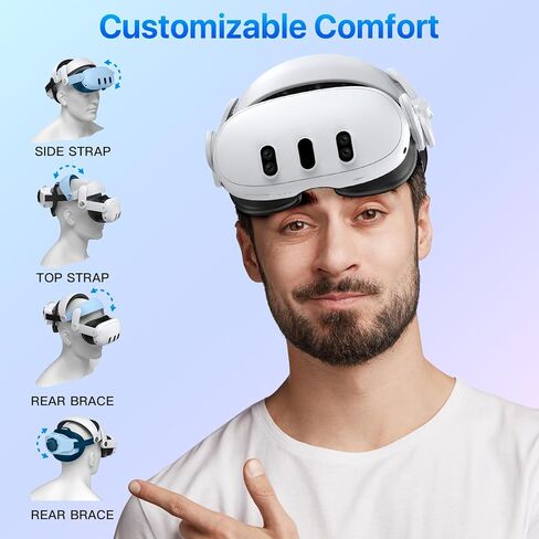 حزام رأس البطارية متوافق مع ميتا كويست 3، يطيل وقت اللعب ويعزز راحة الغمر، حزام كويست 3 إيليت مع بطارية سماعة رأس VR - 8000 مللي أمبير في الساعة in Kuwait