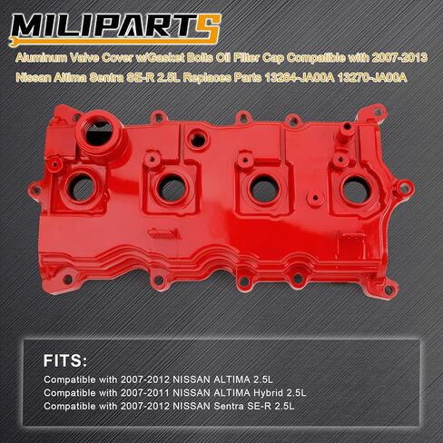 Engine Valve Cover w/Gasket Bolts Oil Filter Cap Compatible with 2007-2013 Nissan Altima Sentra SE-R 2.5L Replaces Parts 13264-JA00A 13270-JA00A in Kuwait