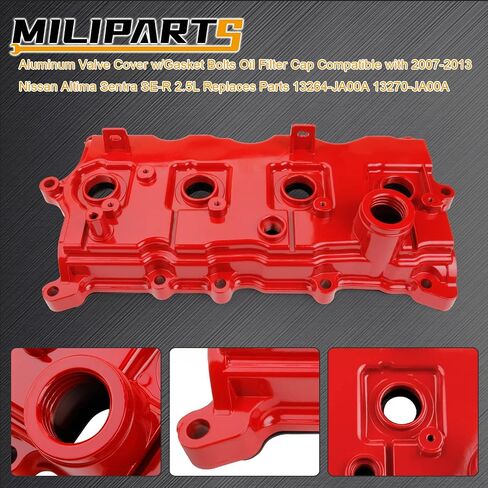 Engine Valve Cover w/Gasket Bolts Oil Filter Cap Compatible with 2007-2013 Nissan Altima Sentra SE-R 2.5L Replaces Parts 13264-JA00A 13270-JA00A in Kuwait