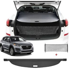 Volcaner Cargo Cover for Hyundai Tucson 2024 Accessories 2023 2022,Carbon Fiber Texture Retractable Trunk Organizer Trunk Cover Security Shielding Shade Tonneau Cover for Hyundai Tucson Accessories