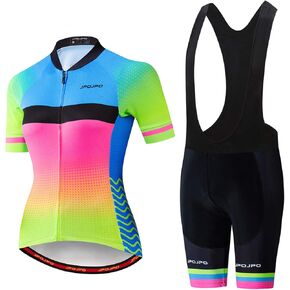 Women's Cycling Jersey Set Bike T-Shirt Reflective+5D Padded Shorts S-3XL