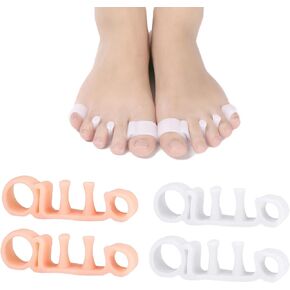 4 Pcs Toe Separators, Soft Toe Spacers for Big Toe Alignment, Plantar Fasciitis, Overlapping Toes Bunion Corrector for Women&Men (White+Beige)