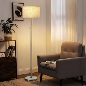 GyroVu Marble Floor Lamp, Adjustable Height Standing Lamp with Marble Base Tall Lamp with Pull Chain Switch Floor Lamps for Living Room, Bedroom & Office Bulbs Not Included(Silver)