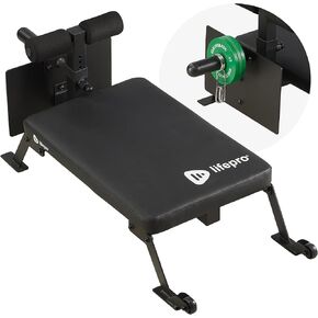 Lifepro Nordic Curl Workout Bench - Home Gym Hamstring Curl Machine & Glute Bench with Transport Wheels - Works with 1" & 2" Olympic Weight Plates - Durable Padding, Construction