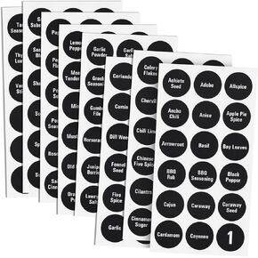 Talented Kitchen 144 Spice Labels Stickers, Clear Preprinted Round Labels for Spice Jar Lids, Seasoning Rack, Contemporary White (1.5 in)