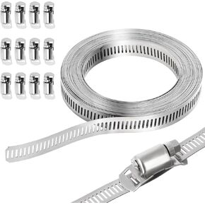 Hose Clamps Stainless Steel 304 Kit DIY, Cut-To-Fit 16FT Metal Strap + 12 Fasteners, Adjustable Worm Gear Hose Clamps, abrazaderas para mangueras for Pipe/Duct/Tube in Saudi Arabia