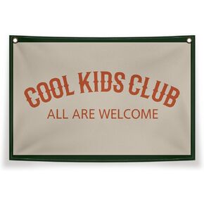 Welcome Sign Canvas Banner,Cool Kids Club All Are Welcome Canvas Banner,Canvas Hanging Banner Decor For Classroom Nursery Kids Room Decor 20×30 Inches