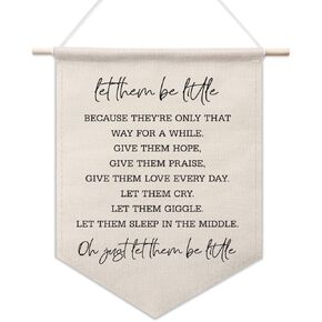 Let Them Be Little Pennant Flag Banner, Kids Room Decor, Canvas Hanging Pennant Flag, Baby Nursery Wall Art, Birthday Gift, Motivational Canvas Wall Art, Home Decor Gift for Baby Boys Girls