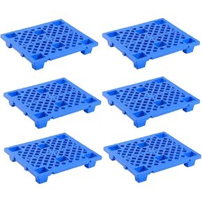 6 Pcs Blue Plastic Pallets, Lightweight Moisture-Proof Waterproof Floor Pallets, Interlocking Pallet with Breathable Grids, Applicable to Indoor and Outdoor, Garages, Kitchen, Basement and More