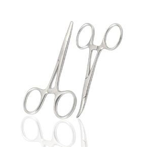 New 2PC Fishing Set 3.5" Straight + Curved HEMOSTAT Forceps Locking Clamps A+ Quality