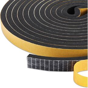 Multi-Purpose Weather Stripping Seal Strip - Strong Adhesive Foam Tape for Doors and Windows, Weatherproof, Soundproof, Gap Filler, Easy-to-Cut Insulation Tape 2 Rolls x 13Ft, 1/2" x 1/16"