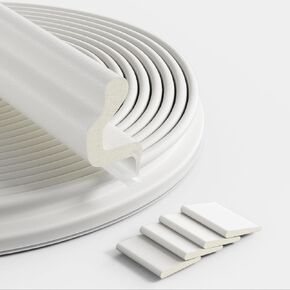 New Upgraded V-Shaped Weather Stripping Door Seal Soundproof Weather Strips Door Seal Strip for Door Frame Exterior Door Weather Stripping (20FT,White,4 Gaskets)