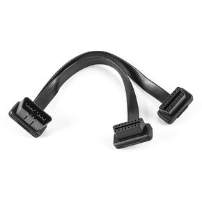 Low Profile OBD 2 Connector 26AWG Thick and Safe Male to Dual Female Flexible Splitter Y Cable 16pins 1ft/30cm for Code Reader & GPS & All OBDii Device