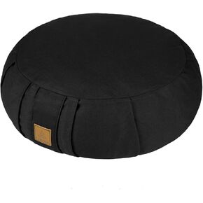 Round Zafu Meditation Cushion D=16" H=5.5" Zabuton Meditation Pillow Yoga Bolster Yoga Pillow Floor seat Zippered Organic Cotton Cover Natural Buckwheat kneeling pillow-Large