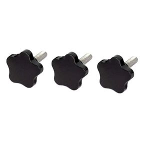 M10x40mm Male Thread 50mm Plastic Star Shaped Head Clamping Knob Grips Black 3Pcs