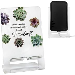 Acrylic Cell Phone Stand Plants 4.25"X2.5"X6.25" Phone Stand for Desk Office Plant Lover Desk Accessories