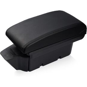 Custom Fit for Car Armrest Box 2009-2013 Honda Fit Jazz Accessories Storage Center Console Double Layer 3 USB Ports Armrest Organizer Box (All Black)