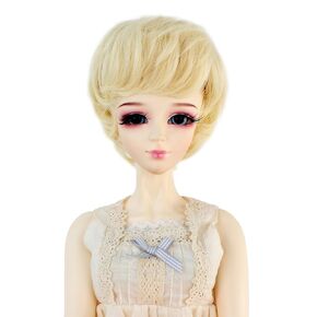 Missuhair 8-9 بوصة 1/3 BJD شعر مستعار لدمية دعوى ل MSD DOD Pullip Dollfie قصير مستقيم موجة خصلات الشعر المستعار اليدوية ليس للإنسان