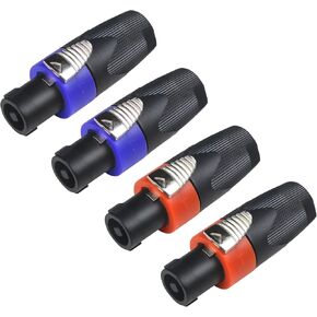 MAD OWL 4Pack Speakon Connector, Suitable for Nl4fx Speakon Plug Connectors Speakon Cables, 4 Pin Female to Nl4fc Male Converter Nl2fx Plug 4 Pole for Speakers Powercon Twist Lock