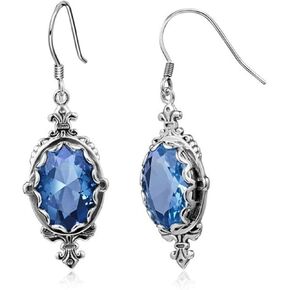 coadipress Vintage Crystal Teardrop Earrings for Women Girls Fashion Bohemian Retro Colorful Natural Gemstone Drop Dangle Earrings Sparkly Jewelry Gift