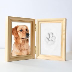 Paw Print Kit Dog & Cat Paw Print Ornament with Memorial Photo Frame, Clay Imprint Keepsake Kit, Personalized Gift for Pet and Pet Lover (Original Color)