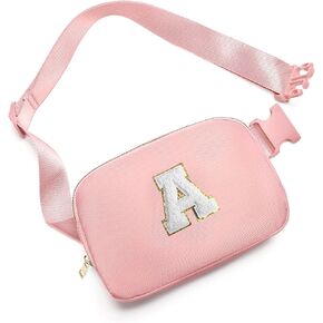 Gitus Belt Bag Fanny Pack Crossbody Bags for Women with Initial Letter Patch Teen Girl Gifts Trendy Stuff Personalized Birthday Gifts for Teenager Girls Preppy Stuff Cool Stuff for Teens (LightPink-A) in Kuwait