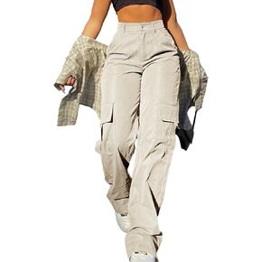 Cargo Pants for Women High Waisted Casual Pants Work Pants Baggy Stretchy Wide Leg Y2K Streetwear with Pockets