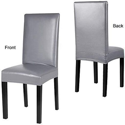 Dining Chair Covers, PU Leather Chair Slipcover Solid Waterproof and Oilproof Stretch Dining Chair Protector Cover (4 Sets, Deep Coffee) in Saudi Arabia